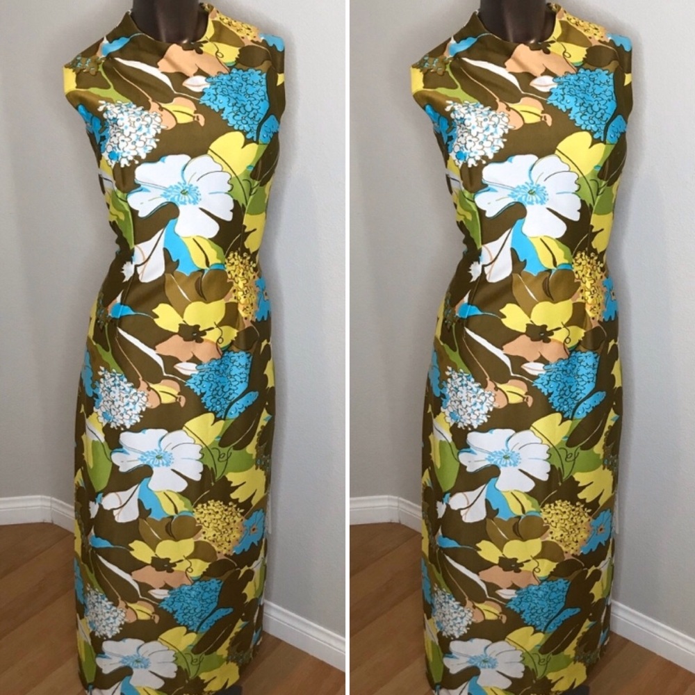 Vintage 60s Tiki maxi dress